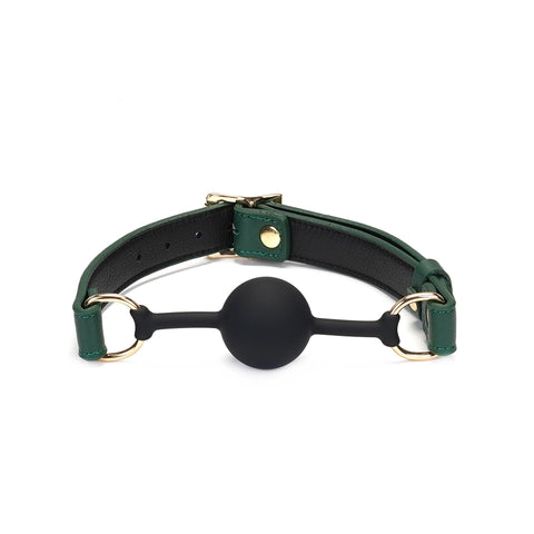 LIMITED EDITION Premium Green Leather and Silicone Ball Gag by Liebe Seele