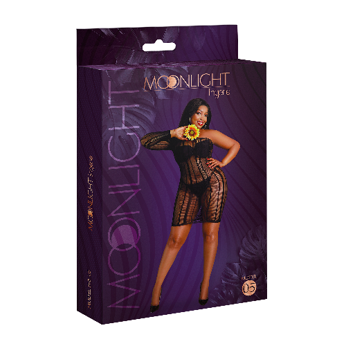 Asymmetric Fishnet Crotchless Bodystocking  Plus size by Moonlight - Style 05