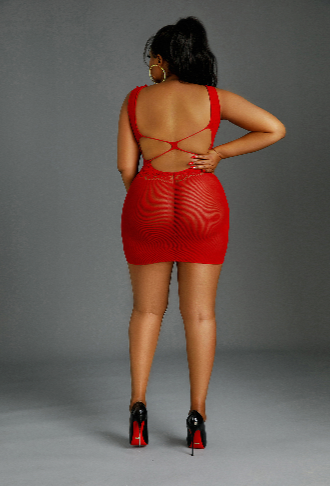 Red Fishnet Dress Plus size by Moonlight - Style 08
