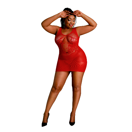 Red Fishnet Dress Plus size by Moonlight - Style 08