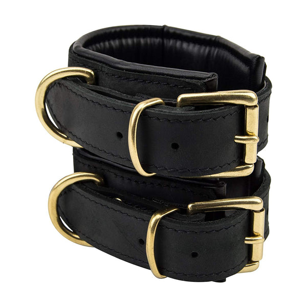 Handmade Nubuck Leather Wrist Cuffs - Black