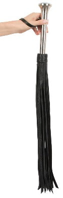 Luxury Leather Flogger Stainless Steel Handle by Zado