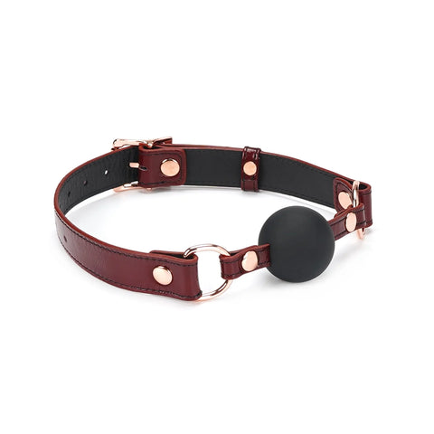 Wine Red Leather and Luxury Silicone Ball Gag by Liebe Seele