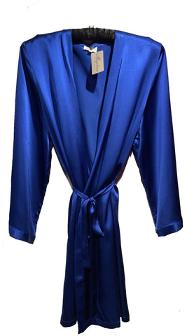 Electric Blue Silk Kimono Robe