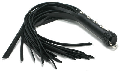 Short Black Leather Flogger with Studs