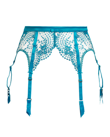 Julies Roses Butterfly Blue Suspender Belt (Last chance to buy)