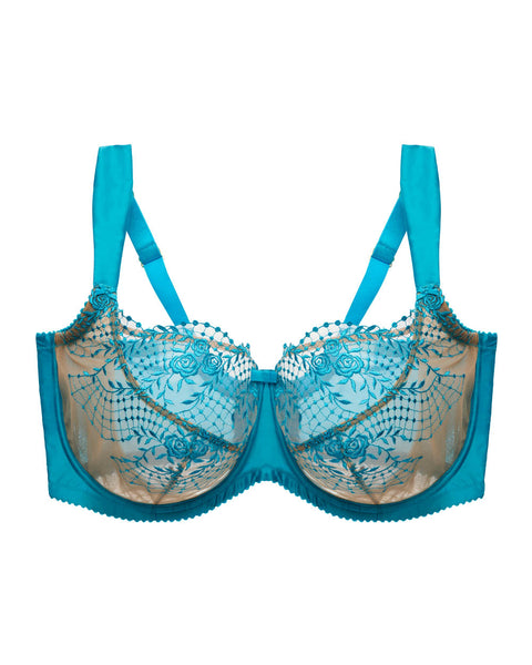 Julies Roses Butterfly Blue Full Figure Underwire Bra (up to 44G) (Last chance to buy)