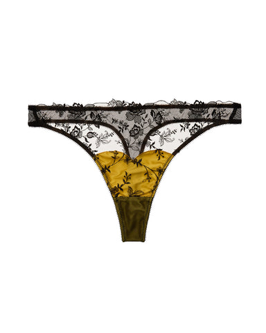 LAST CHANCE TO BUY! Victresse Chartreuse & Black Thong