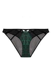 Last Chance To Buy! Mia - Black and Jade Deco Embroidery Brief