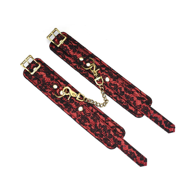 Victorian Garden: Vegan Friendly Lace and Faux Leather Ankle and Wrist Cuffs by Liebe Seele