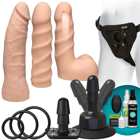 Vac-U-Lock VIBRATING Dual Density Starter Set with ultra harness