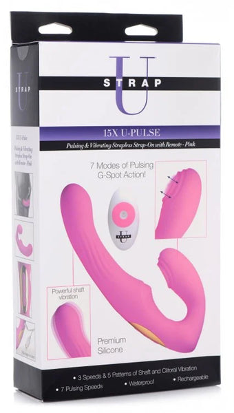 Strap U 15 X Pulsing and Vibrating Strapless Strap On