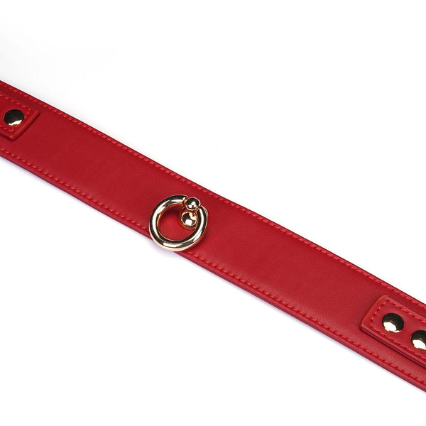 Red Faux Leather Collar & Leash by Liebe Seele