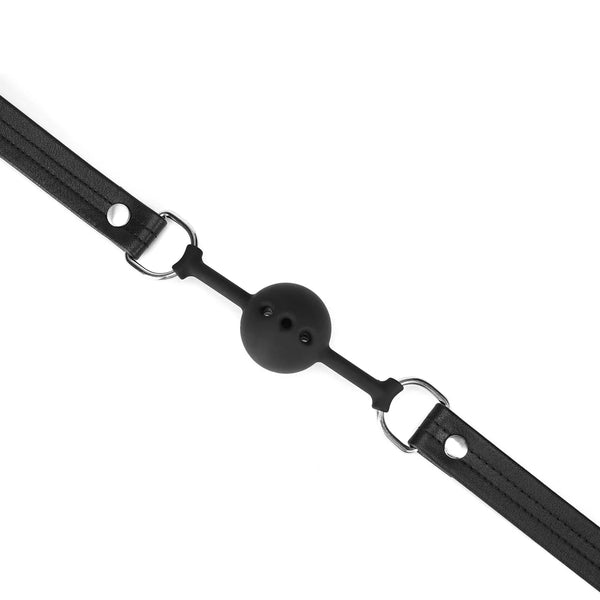 Black Bond: Breathable Silicone Ball Gag with Leather Straps by Liebe Seele