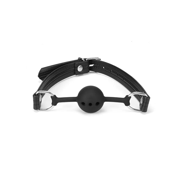 Black Bond: Breathable Silicone Ball Gag with Leather Straps by Liebe Seele