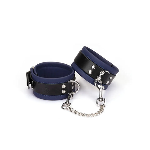 Cerulean Dominio Blue Leather Ankle Cuffs by Liebe Seele