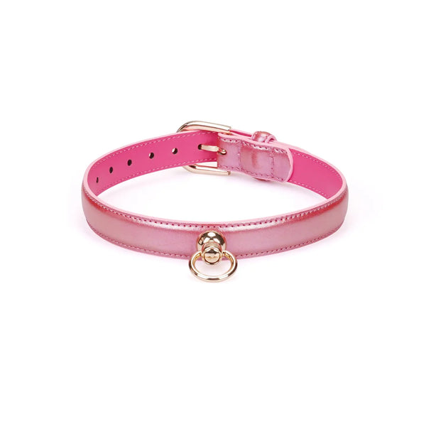 Lustre Rosa Pink Leather Collar & Leash by Liebe Seele