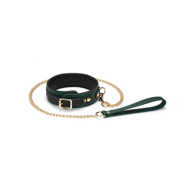 Mossy Chic Leather Collar with Leash by Liebe Seele