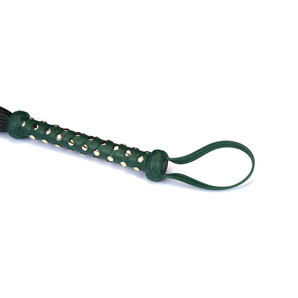 Mossy Chic Heavy Leather Flogger with Studded Handle