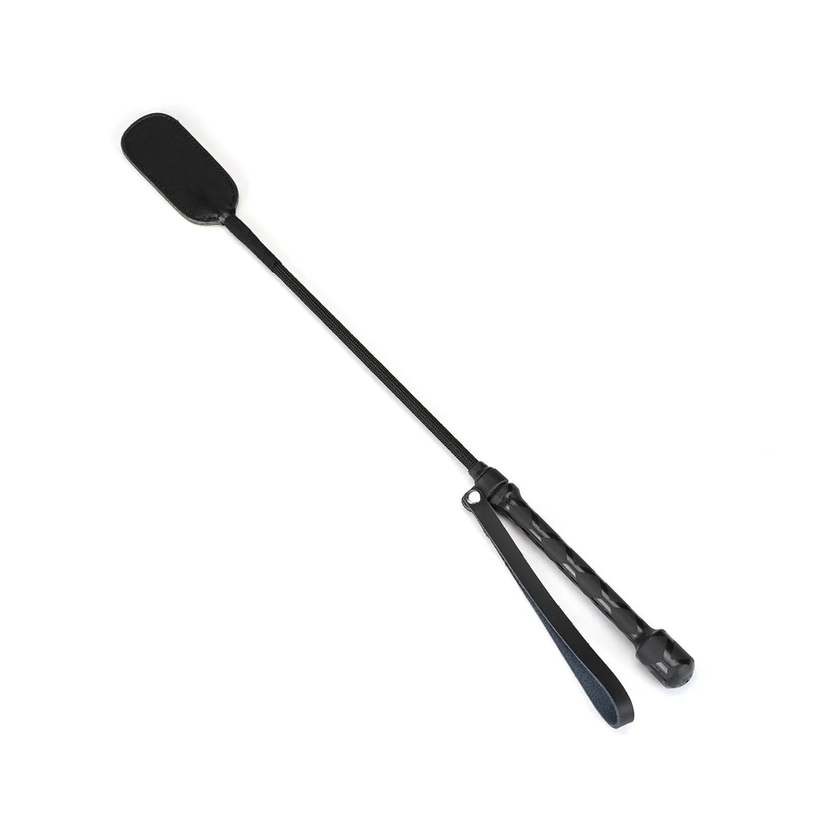 Black Bond Leather Riding Crop with Wide Tip by Liebe Seele