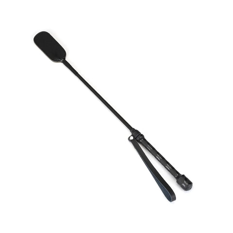 Black Bond Leather Riding Crop with Wide Tip by Liebe Seele