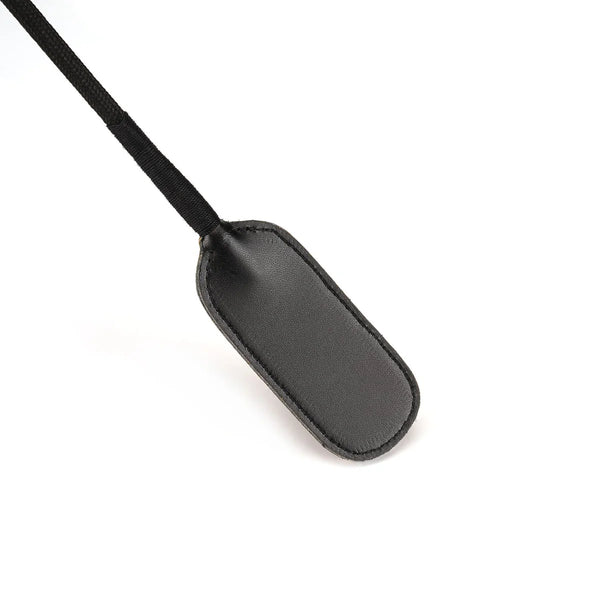 Black Bond Leather Riding Crop with Wide Tip by Liebe Seele