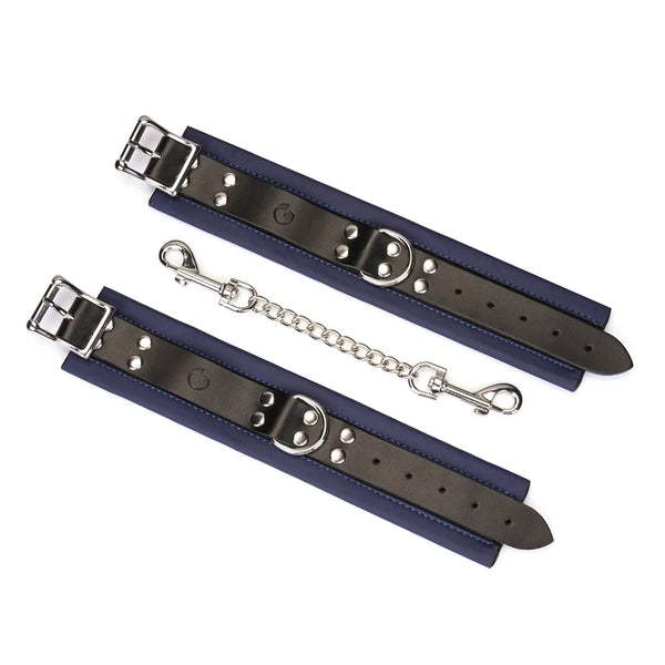 Cerulean Dominio Blue Leather Handcuffs by Liebe Seele