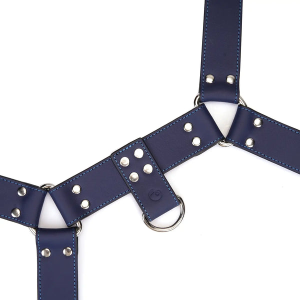Cerulean Dominion: Blue Leather Chest Harness by Liebe Seele