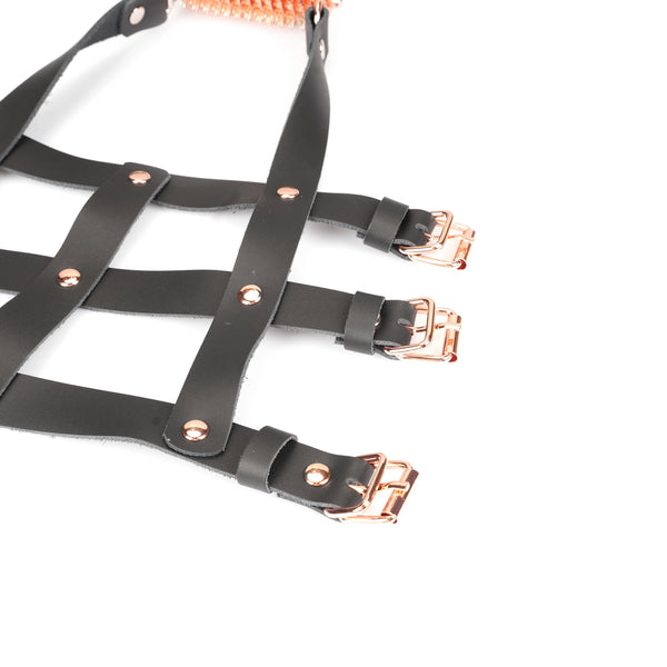 Leather Forced High Heel Ankle Harness by Liebe Seele (Silver & Rose Gold)