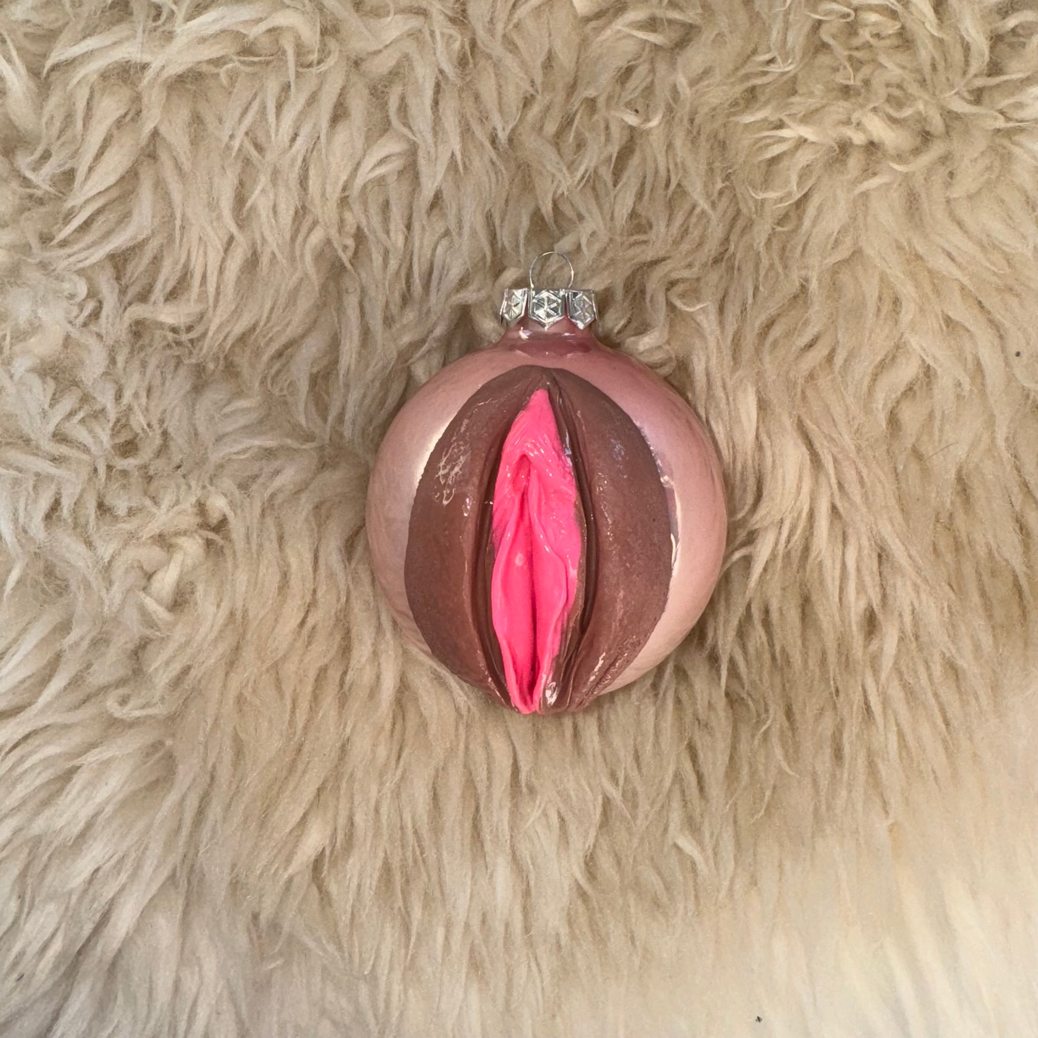 Big Pussy Christmas Ornament Pink