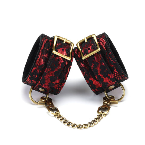 Victorian Garden: Vegan Lace and Faux Leather Wrist Cuffs by Liebe Seele