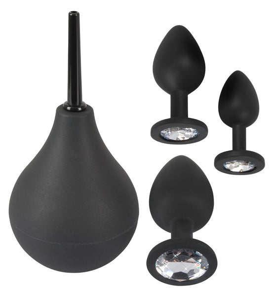 Anal Kit: Douche and 3 Jewelled Plugs