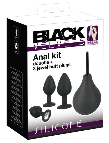 Anal Kit: Douche and 3 Jewelled Plugs