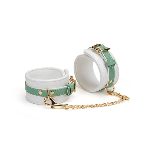 Fairy Green or Pink Leather Ankle Cuffs by Liebe Seele.
