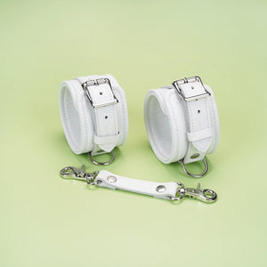 Fuji White Leather Ankle Cuffs by Liebe Seele