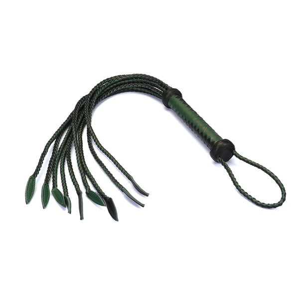 Black and Green Premium Leather Cat O' Nine Tails by Liebe Seele (LIMITED EDITION)