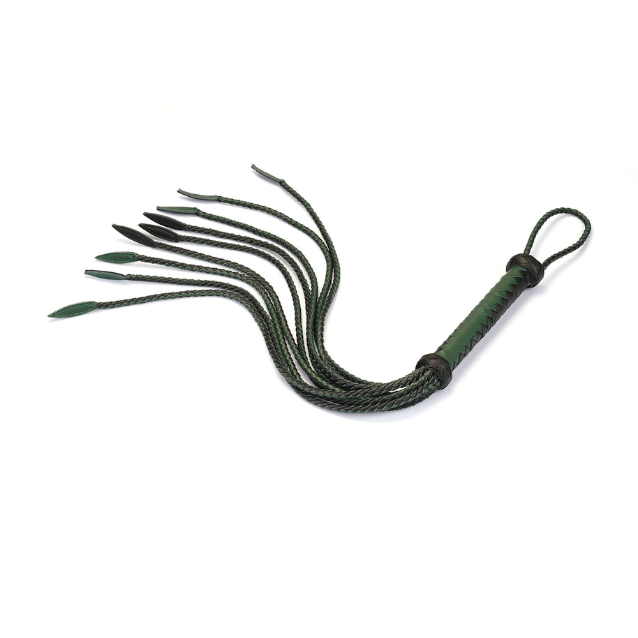 Black & Green Luxury Leather Cat O' Nine Tails by Liebe Seele (LIMITED EDITION)