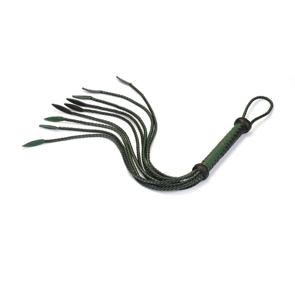 Black & Green Luxury Leather Cat O' Nine Tails by Liebe Seele (LIMITED EDITION)