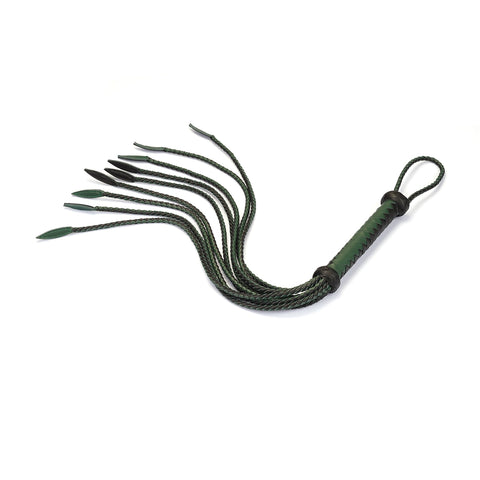 Black & Green Luxury Leather Cat O' Nine Tails by Liebe Seele (LIMITED EDITION)