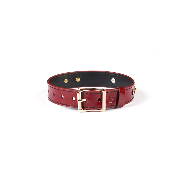 Premium Patent Leather O-Ring Choker with Gemstones