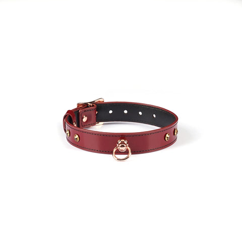 Premium Patent Leather O-Ring Choker with Gemstones