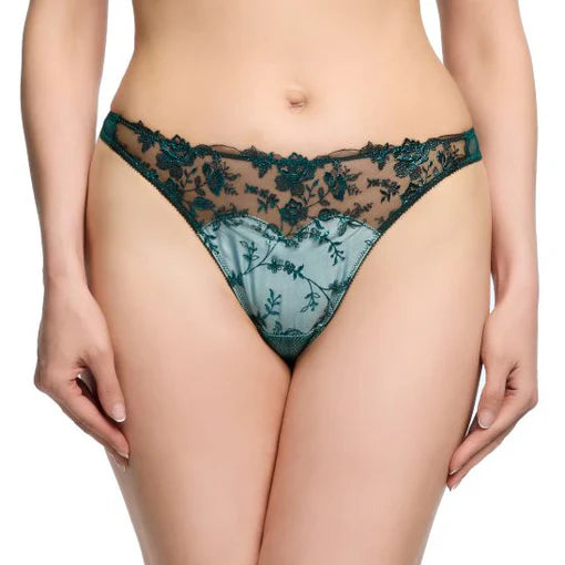 NEW! Victresse Kingfisher Blue Foil Thong by Dita Von Teese