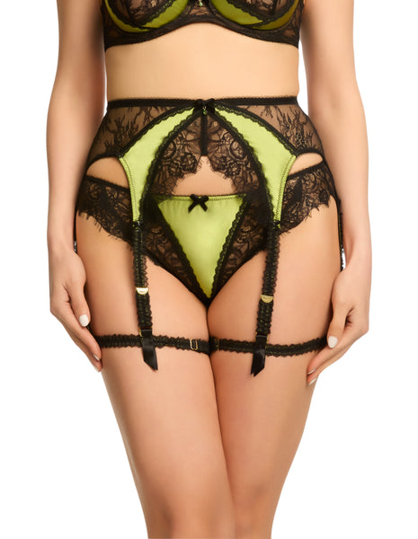 Glamcatcher Black & Olive Suspender Belt by Dita Von Teese