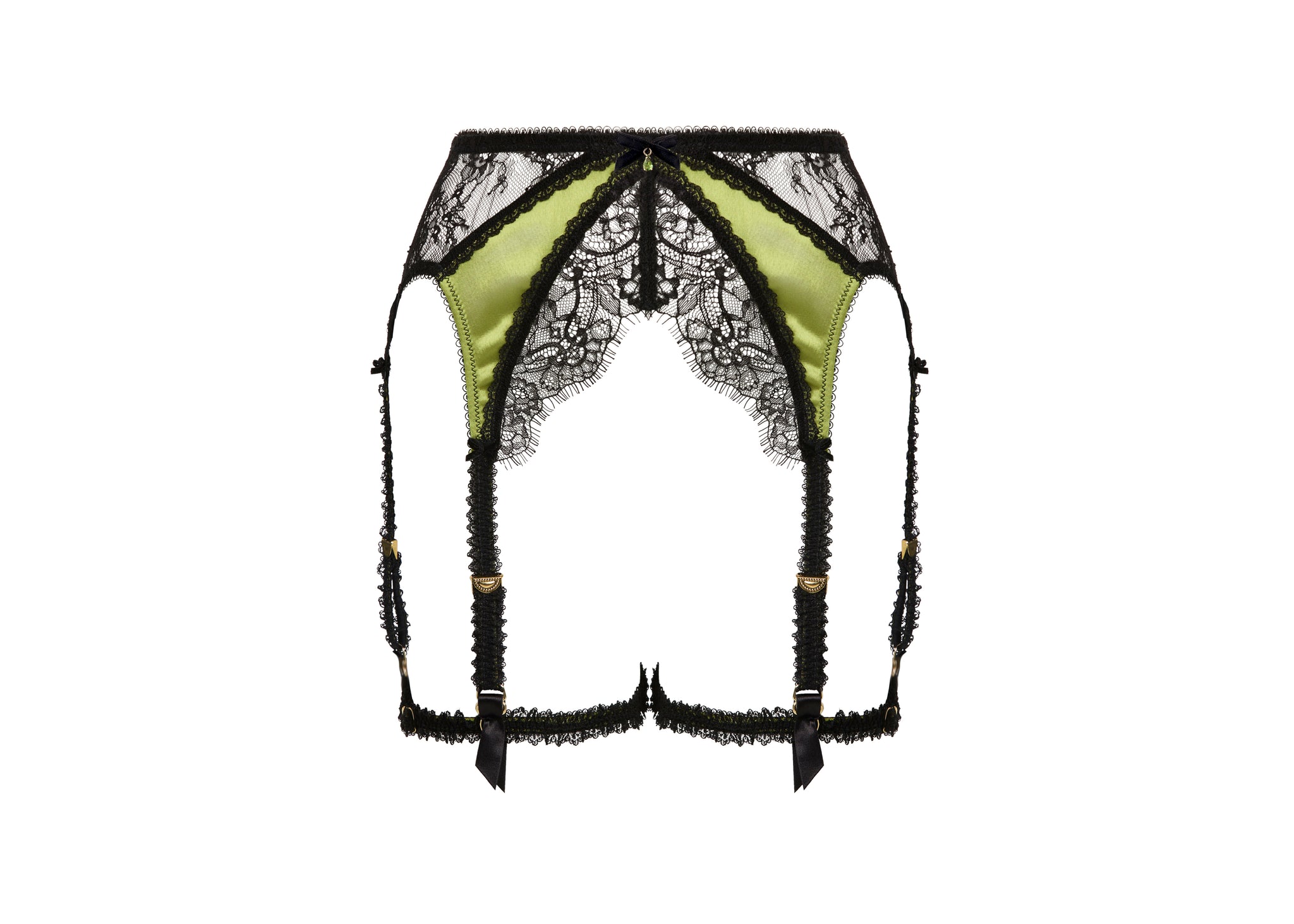 Glamcatcher Black & Olive Suspender Belt by Dita Von Teese