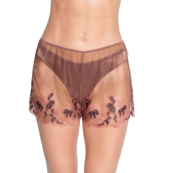 Prestige Poem Silk Tanga in Chestnut by HUIT
