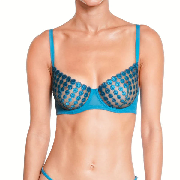 Deco Dots  Underwire Bra in Teal by HUIT