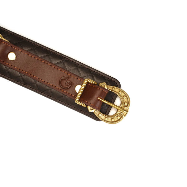 The Equestrian - Leather Ankle Cuffs with Gold Hardware