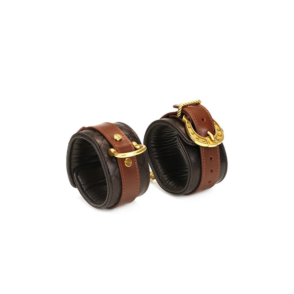 The Equestrian - Leather Wrist Cuffs with Gold Hardware