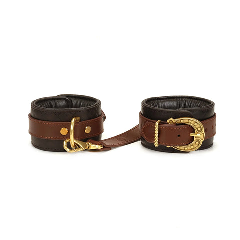 The Equestrian - Leather Wrist Cuffs with Gold Hardware
