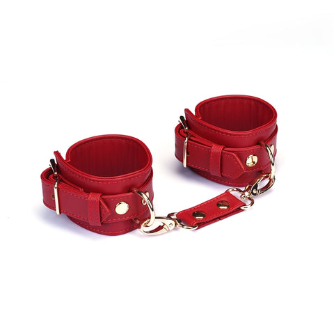 Red Faux Leather Wrist Cuffs  by Liebe Seele